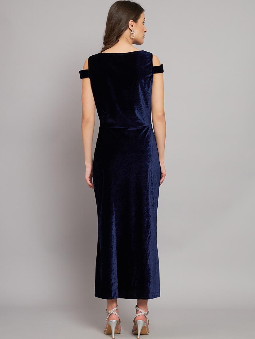 navy blue velvet a-line dress - 21286011 - Standard Image - 3
