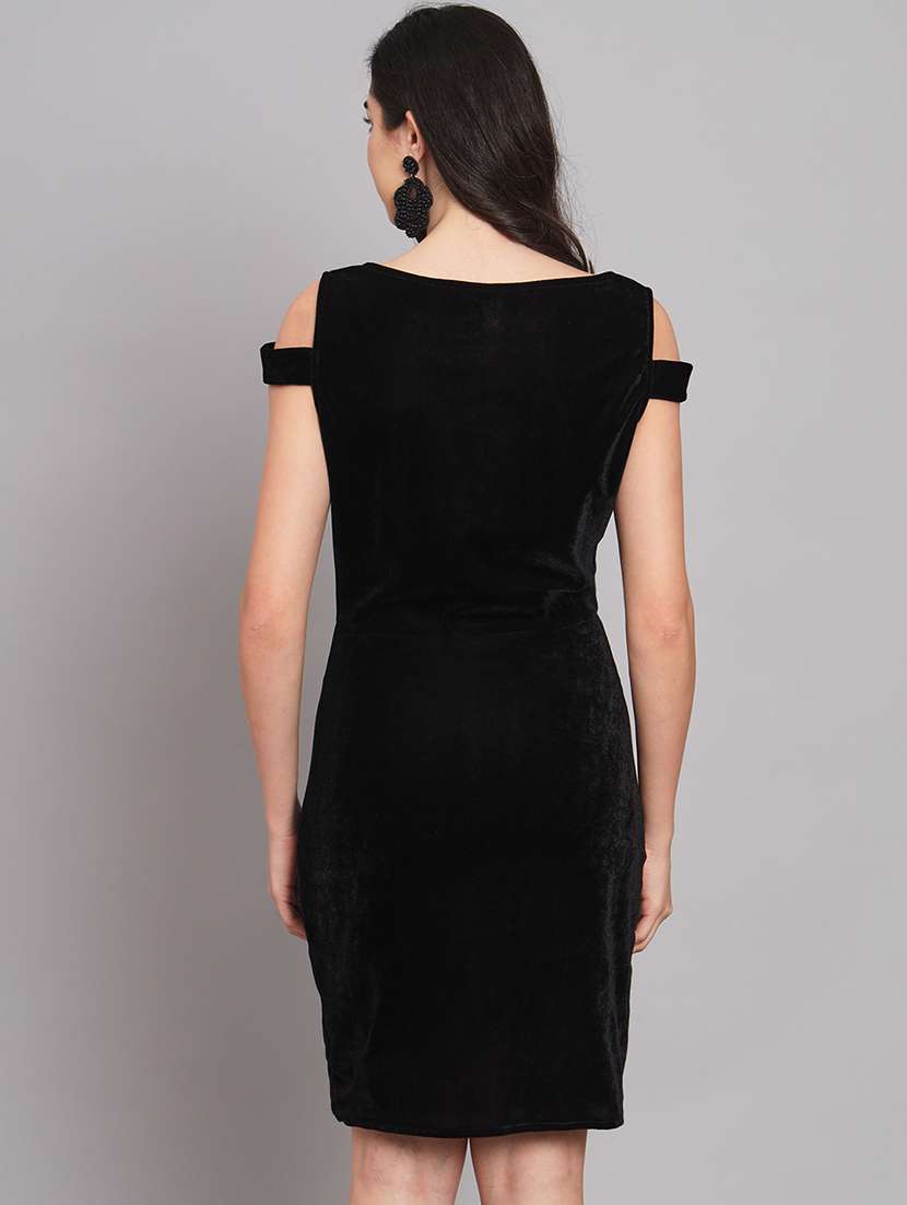 women solid cold shoulder bodycon dress - 21286036 -  Standard Image - 3