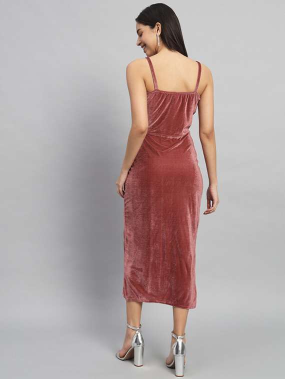 women solid shoulder strap bodycon dress - 21286066 -  Standard Image - 3