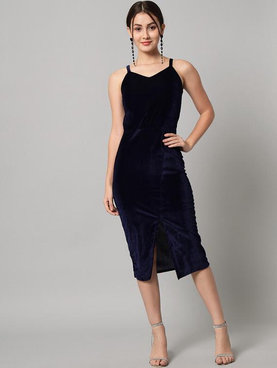 women solid shoulder strap bodycon dress - 21286145 - Zoom Image - 0