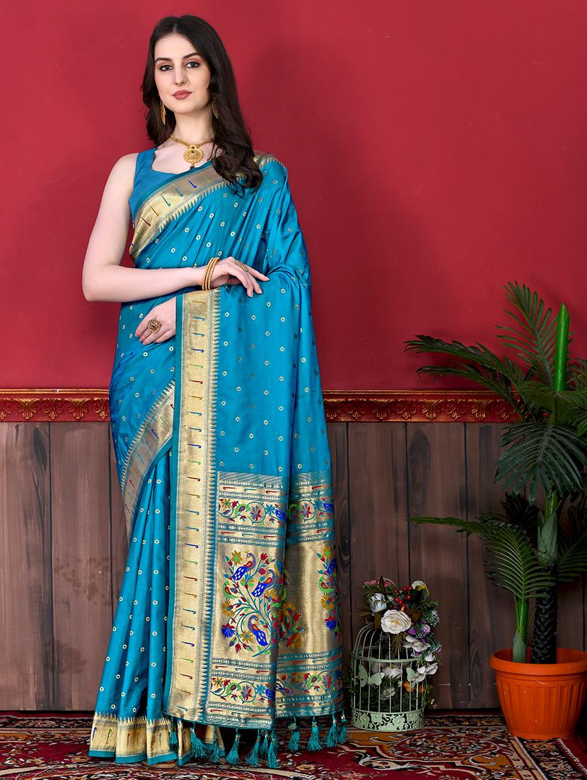 women self design paithani saree with blouse - 21286427 -  Zoom Image - 0
