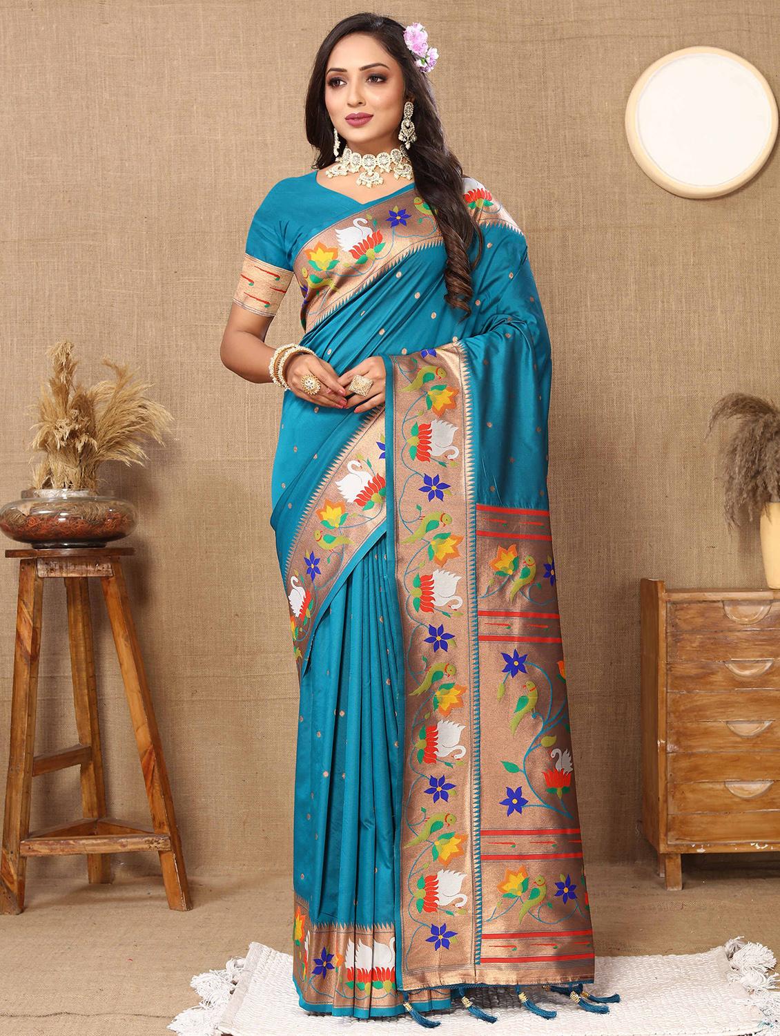 women self design paithani saree with blouse - 21286637 -  Zoom Image - 0