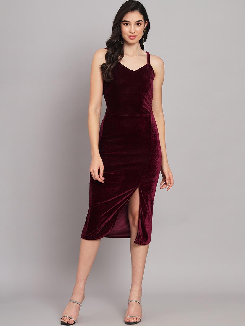 women solid shoulder strap bodycon dress - 21286684 -  Zoom Image - 0