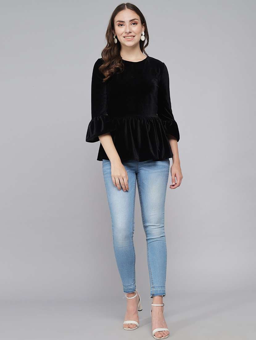 black velvet peplum top - 21286760 -  Standard Image - 3