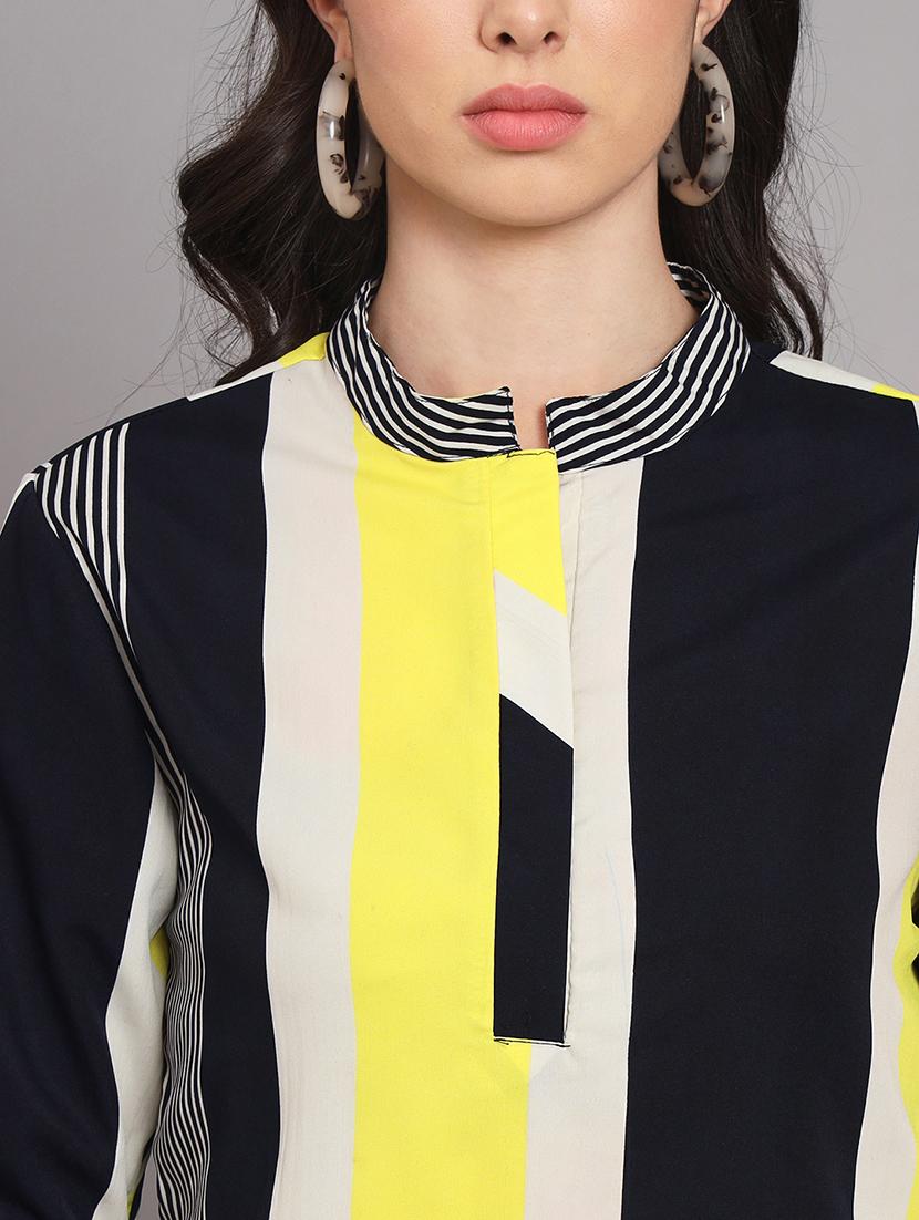 off white colourblocked crepe regular top - 21286773 - Standard Image - 5