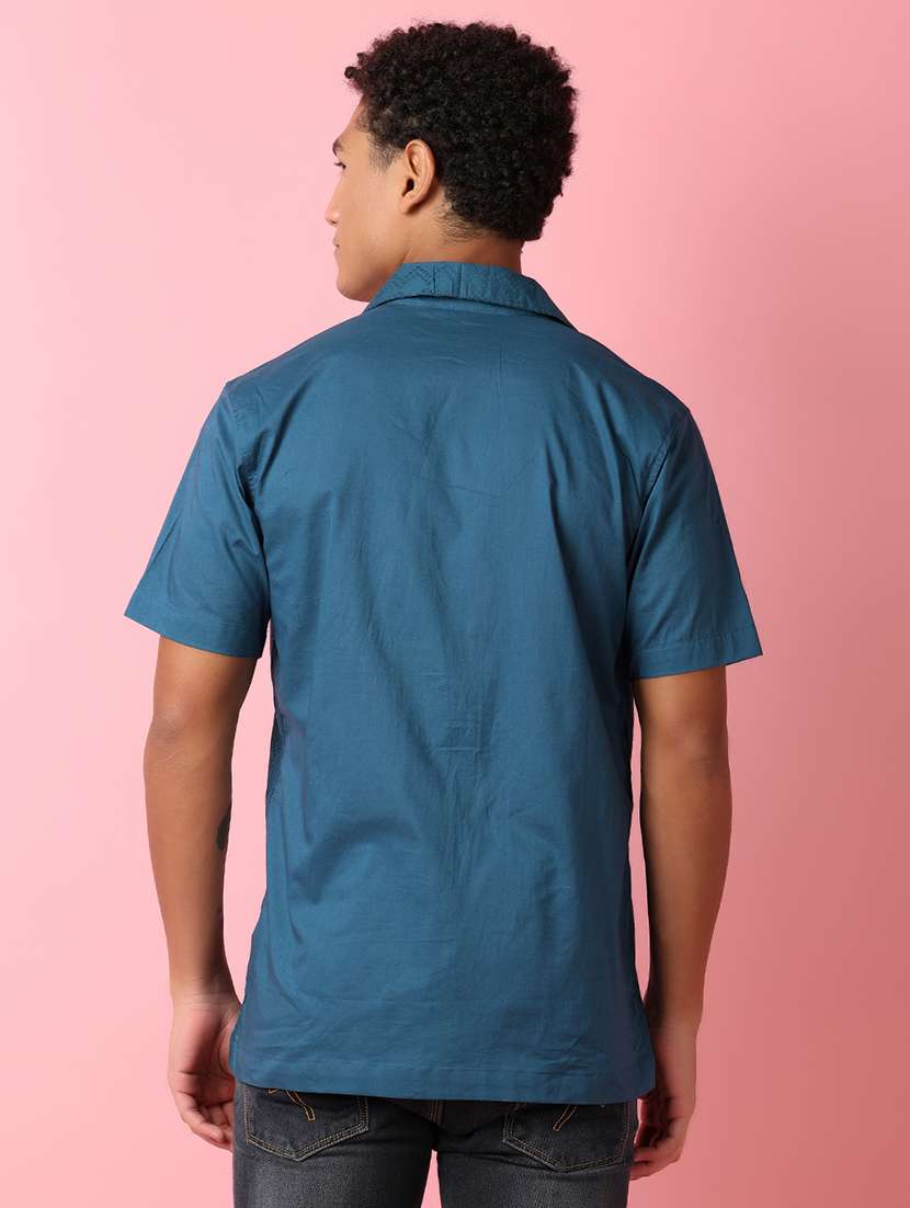 men short sleeves self design casual shirt - 21286928 -  Standard Image - 3