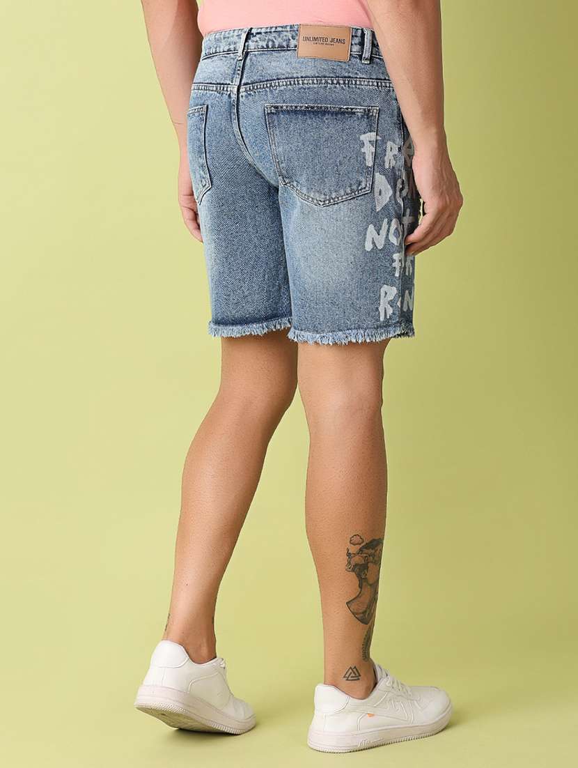 men blue typography short - 21286936 -  Standard Image - 3