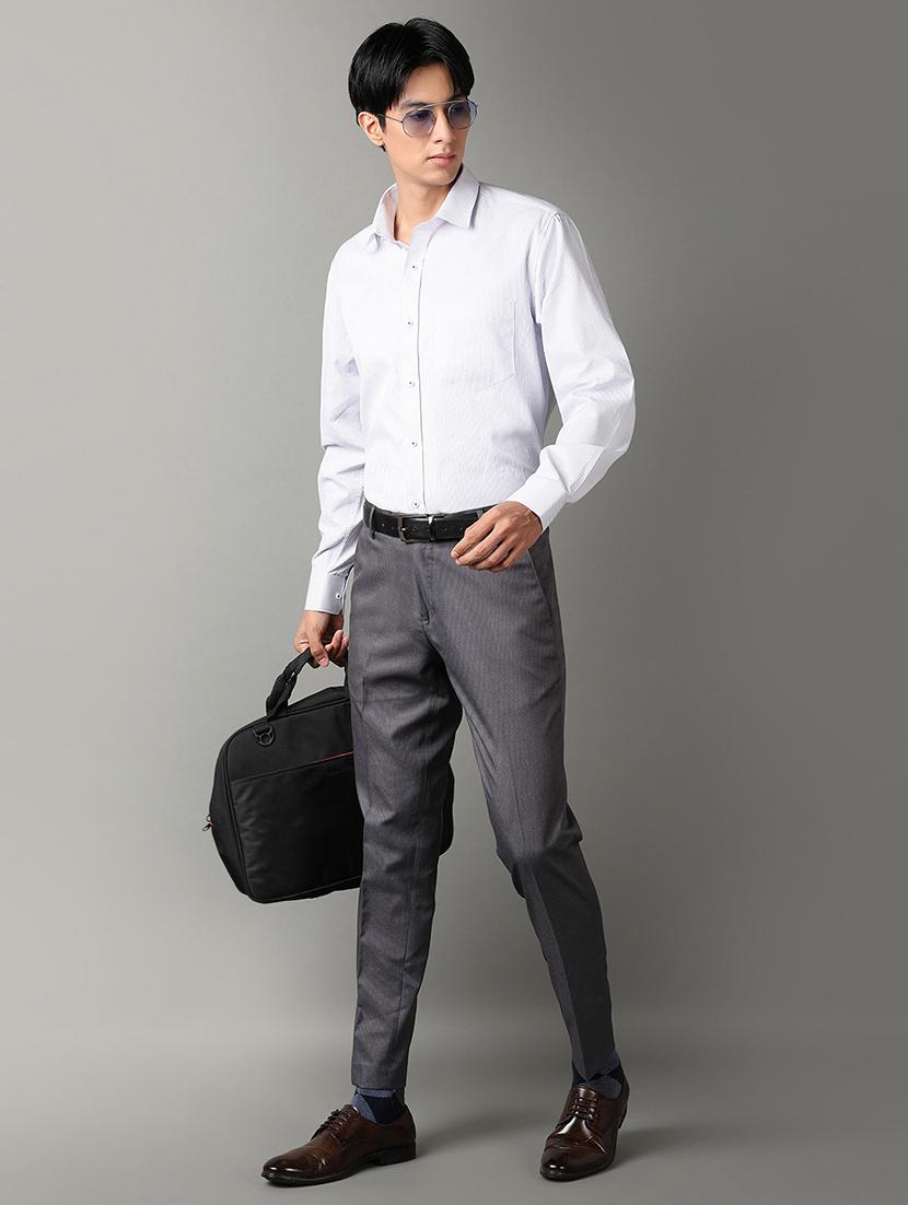 men mid rise solid flat front formal trouser - 21286984 - Standard Image - 3