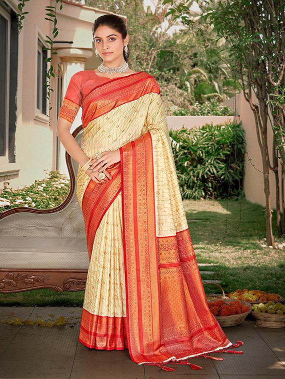 women zari work tussar silk saree with blouse - 21287159 - Zoom Image - 0