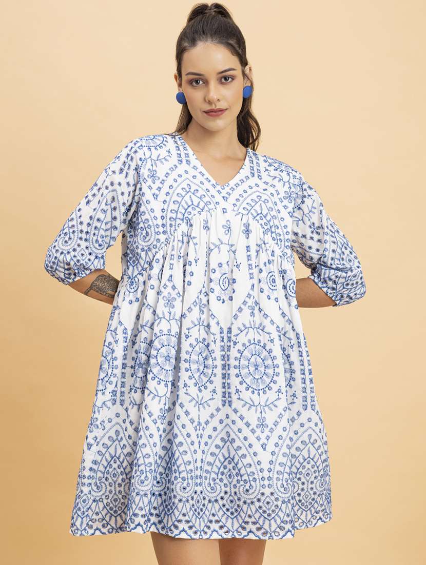 women embroidered fit & flare dress - 21287262 -  Zoom Image - 0