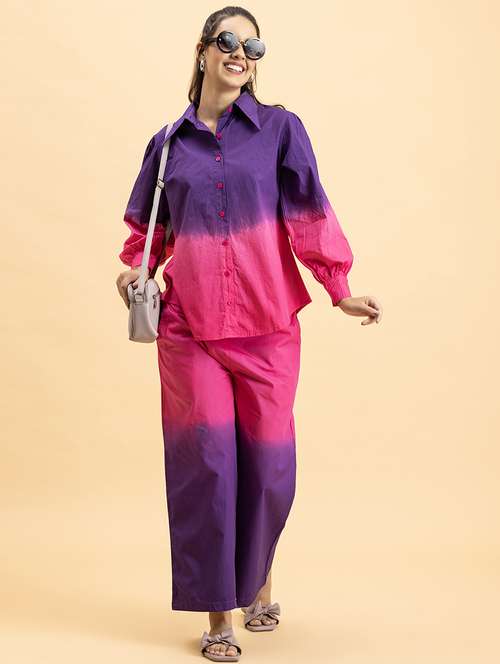 women tie & dye shirt and trouser co-ord set - 21287270 - Standard Image - 0
