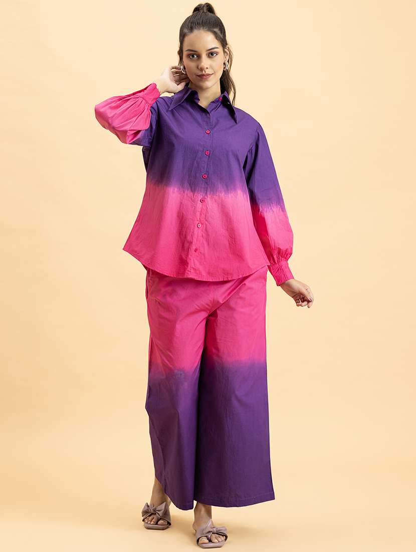 women tie & dye shirt and trouser co-ord set - 21287270 - Standard Image - 3