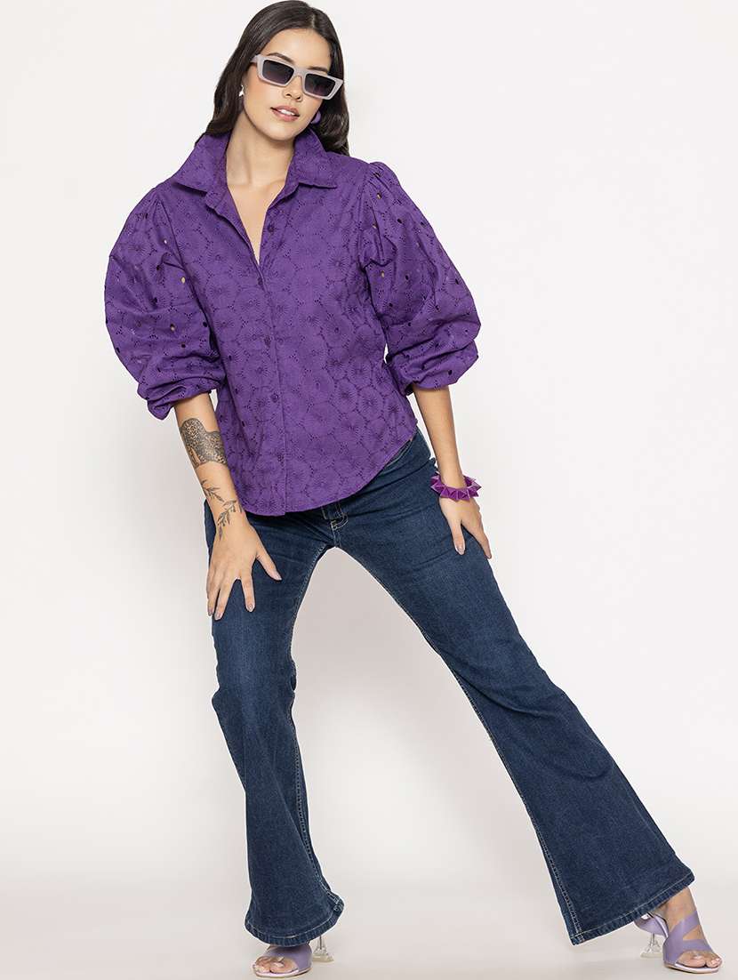 purple cotton regular shirt - 21287282 - Standard Image - 5