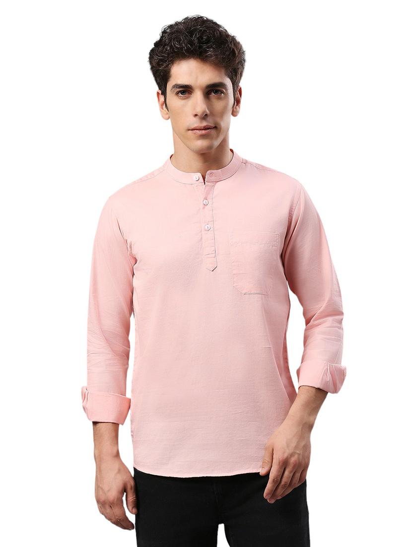 men mandarin neck long sleeves casual shirt - 21287360 - Zoom Image - 0