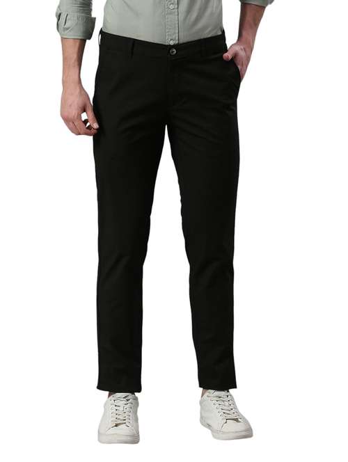 men mid rise solid flat front casual trouser - 21287425 - Standard Image - 0
