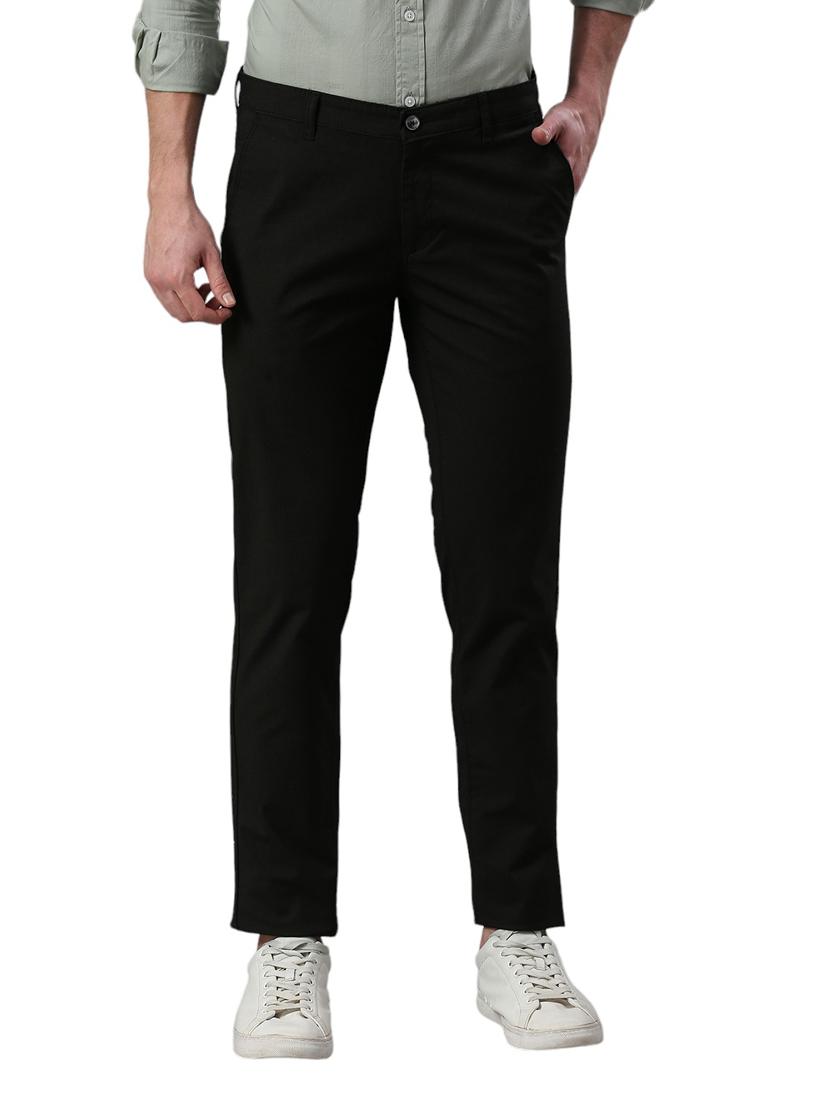 men mid rise solid flat front casual trouser - 21287425 - Zoom Image - 0