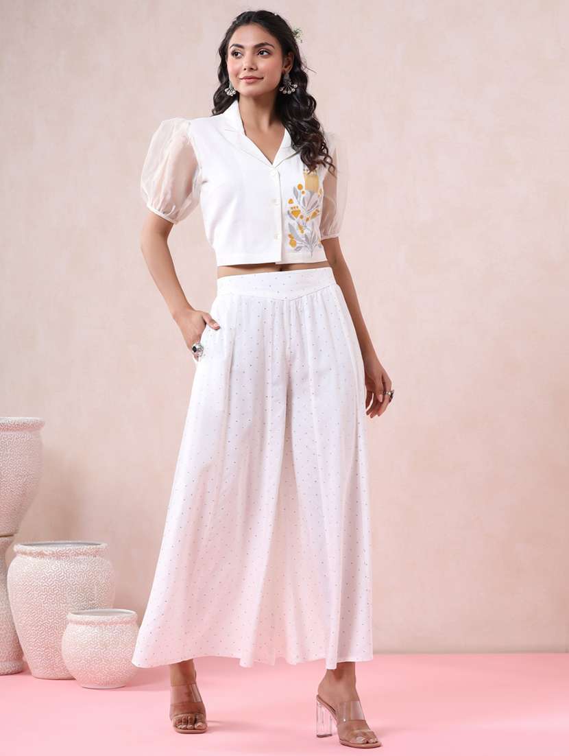 women off white rayon palazzo