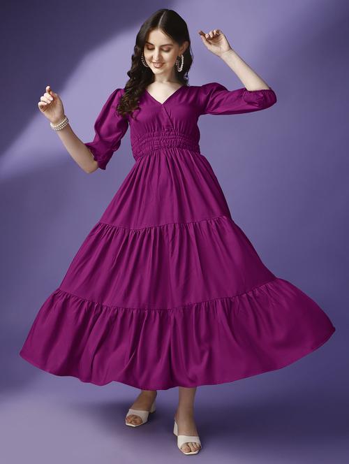 women solid tiered dress - 21287598 -  Standard Image - 0