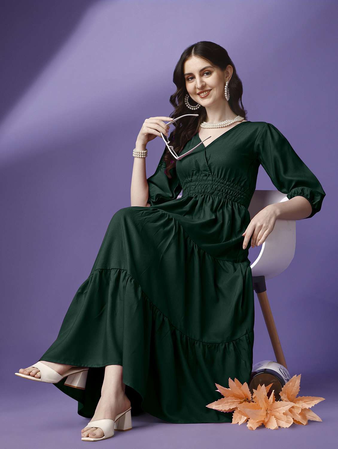 women solid tiered dress - 21287600 - Standard Image - 3