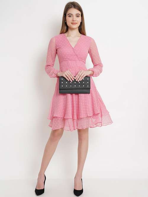 women self designed overlap neck layered dress - 21288156 -  Standard Image - 0