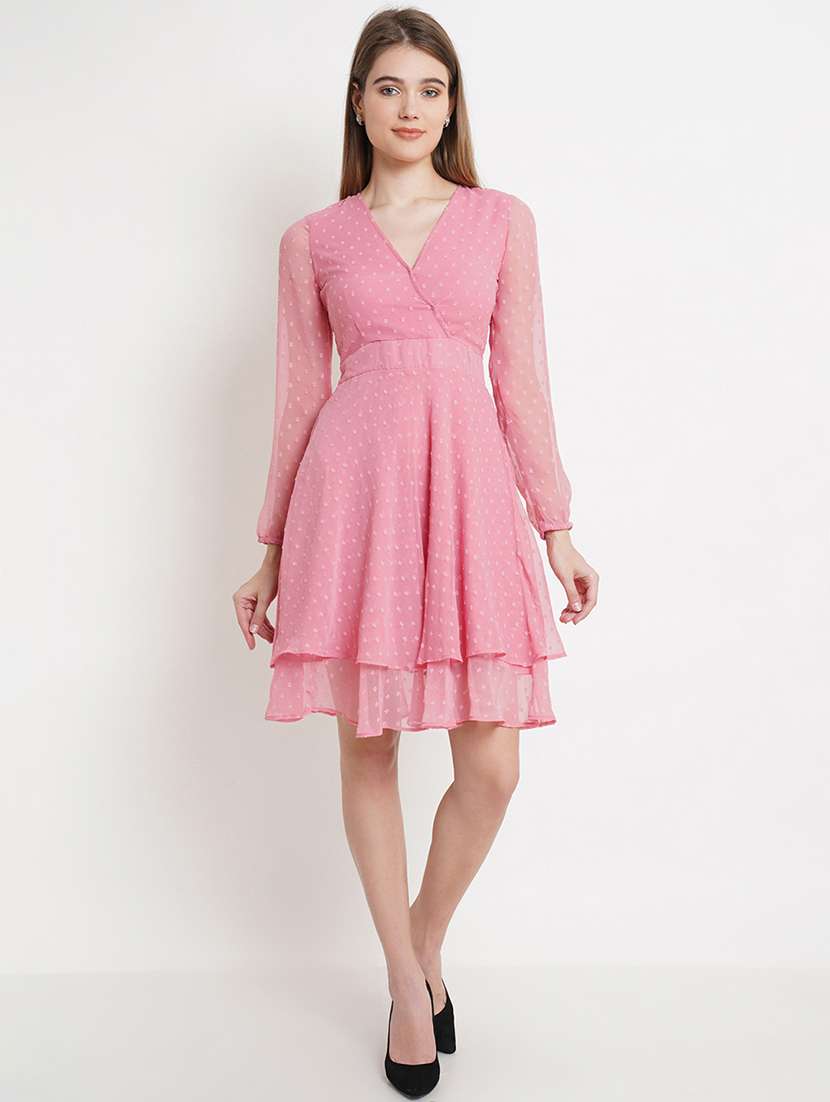 women self designed overlap neck layered dress - 21288156 -  Standard Image - 3