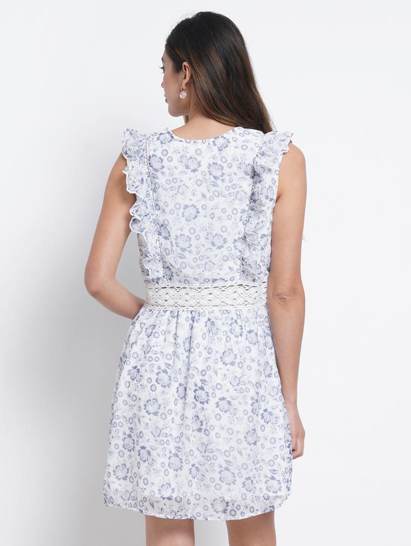 white floral printed fit & flare dress - 21288164 - Standard Image - 3