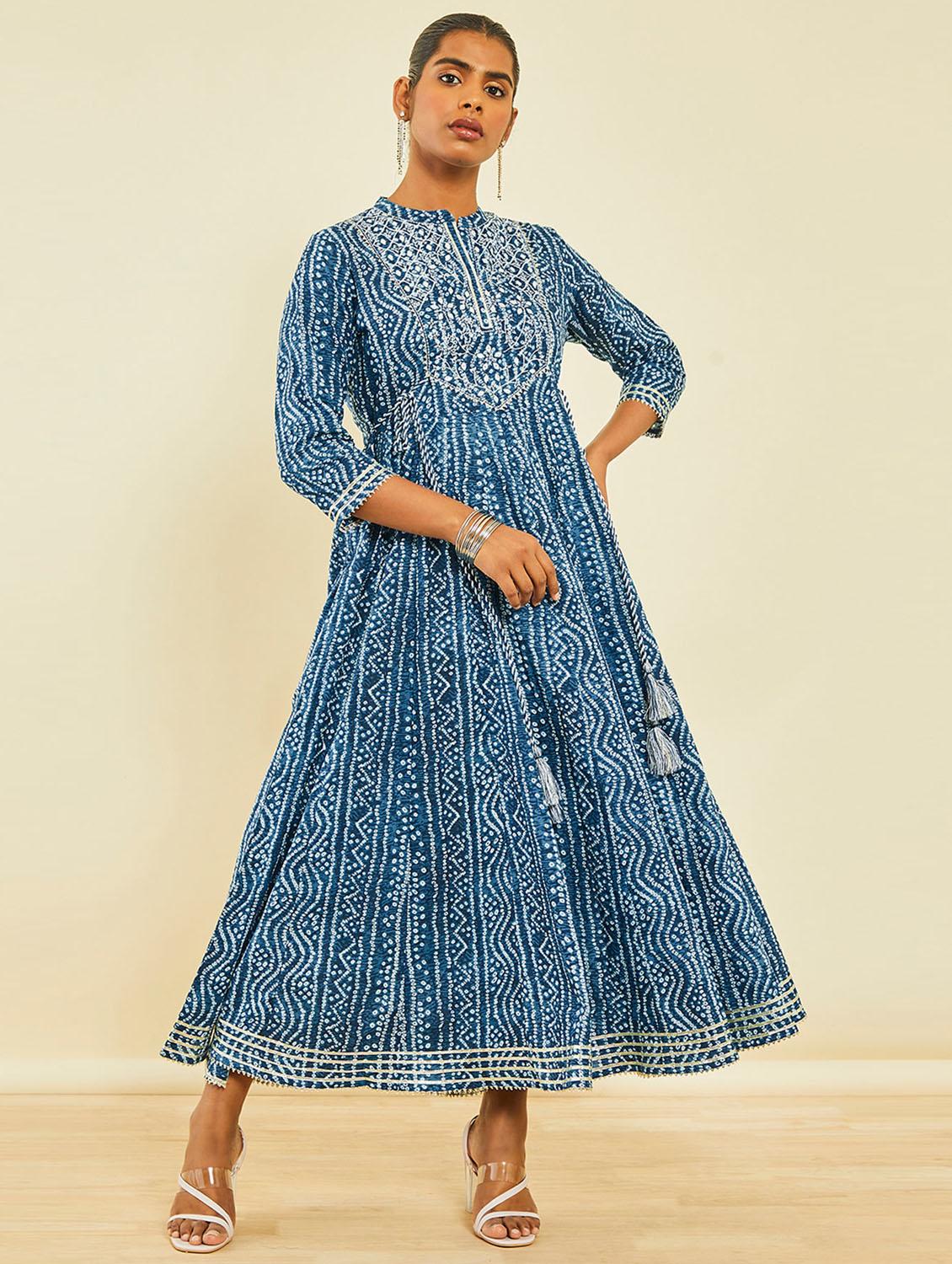 women blue cotton a-line kurta - 21288194 -  Zoom Image - 0