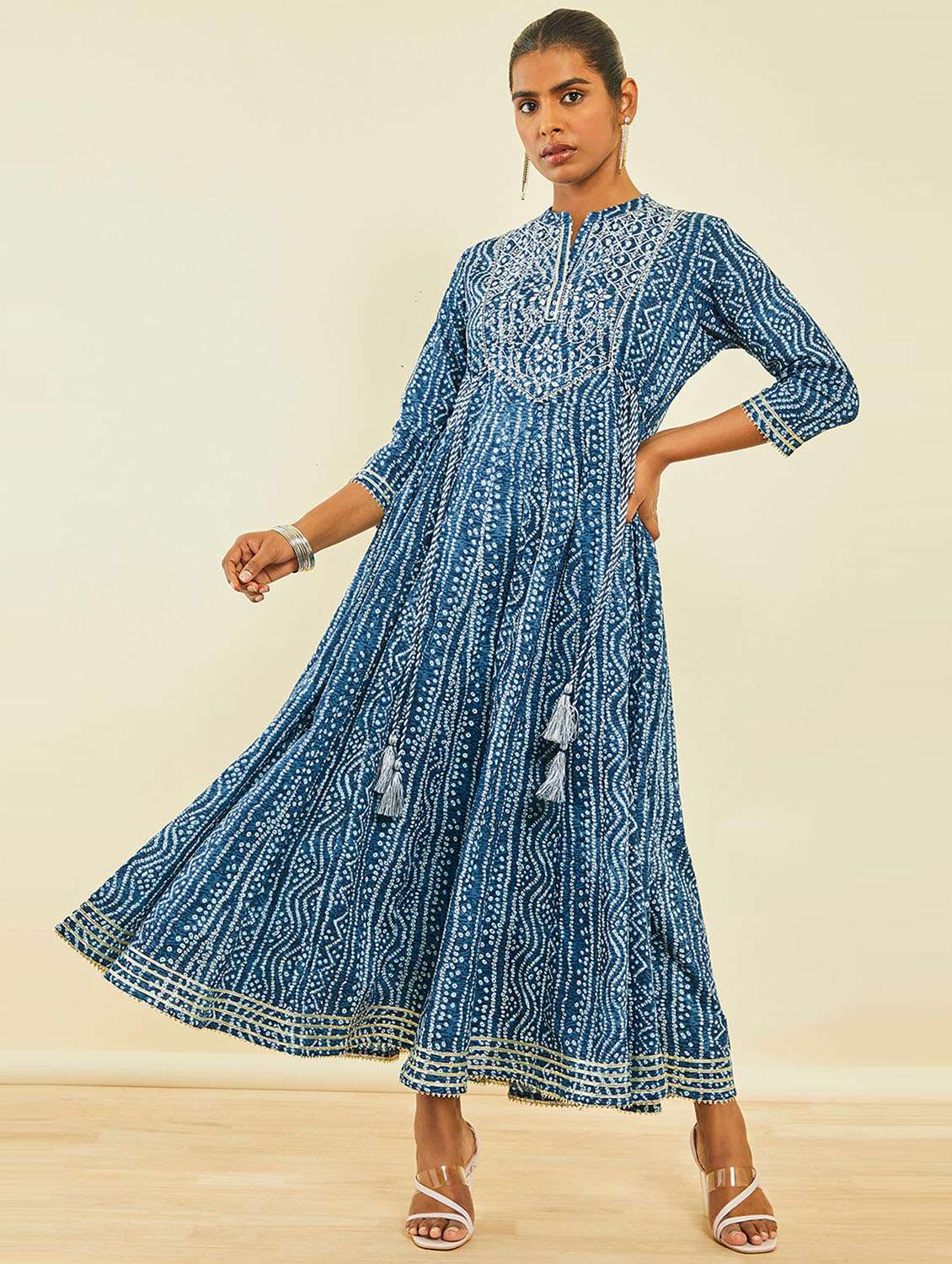 women blue cotton a-line kurta - 21288194 - Standard Image - 3