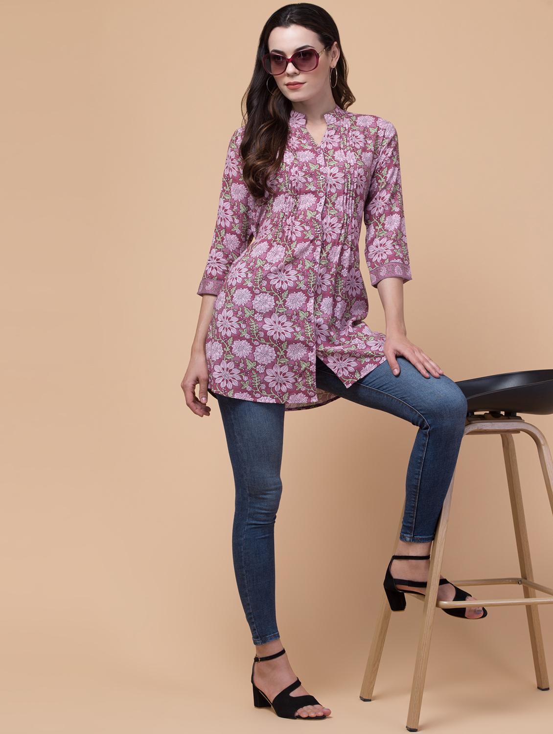 women purple rayon regular tunic - 21288271 - Standard Image - 5