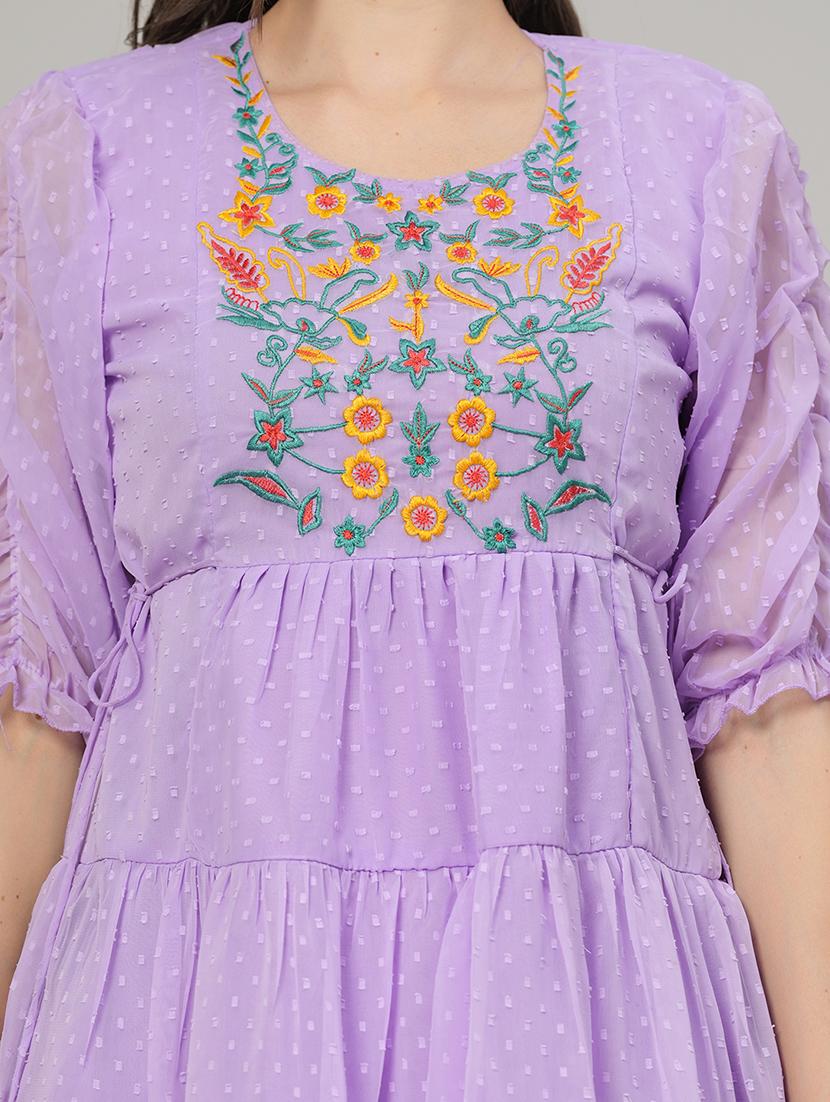 embroidered tiered fit & flare dress - 21288418 - Standard Image - 5
