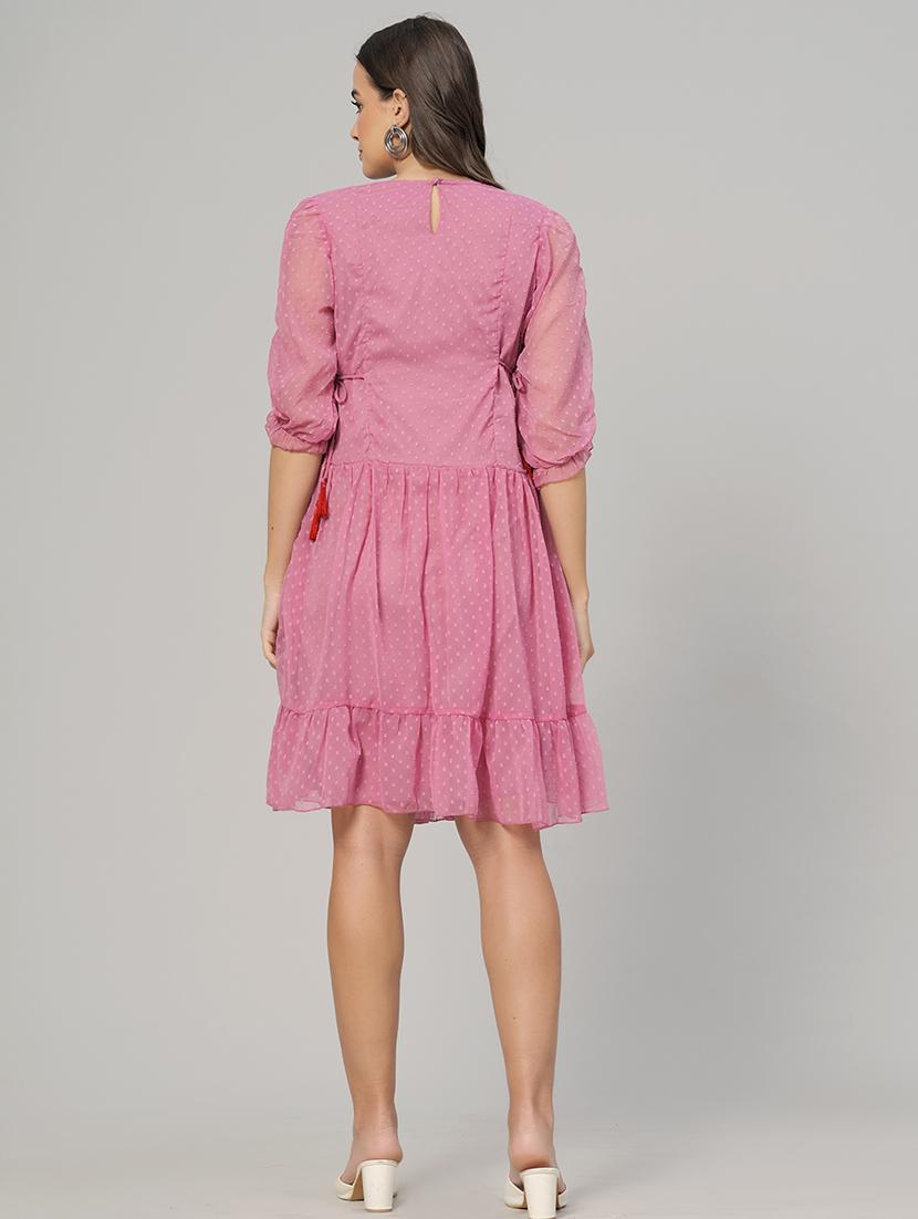 embroidered tiered fit & flare dress - 21288419 - Standard Image - 3