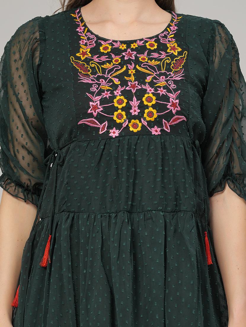 embroidered tiered fit & flare dress - 21288420 - Standard Image - 5