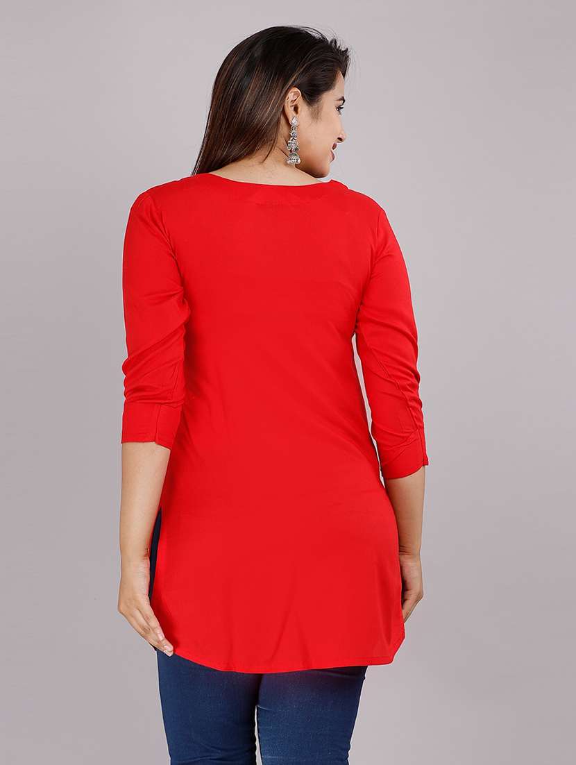 women red viscose straight kurti - 21288558 - Standard Image - 3