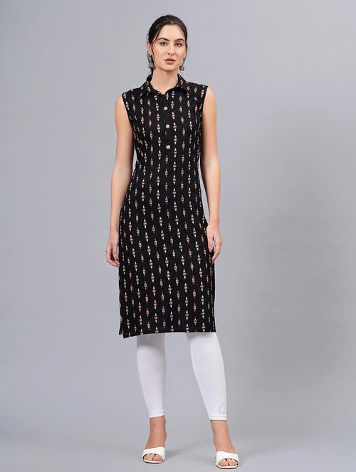 women black viscose straight kurta - 21288579 -  Standard Image - 0