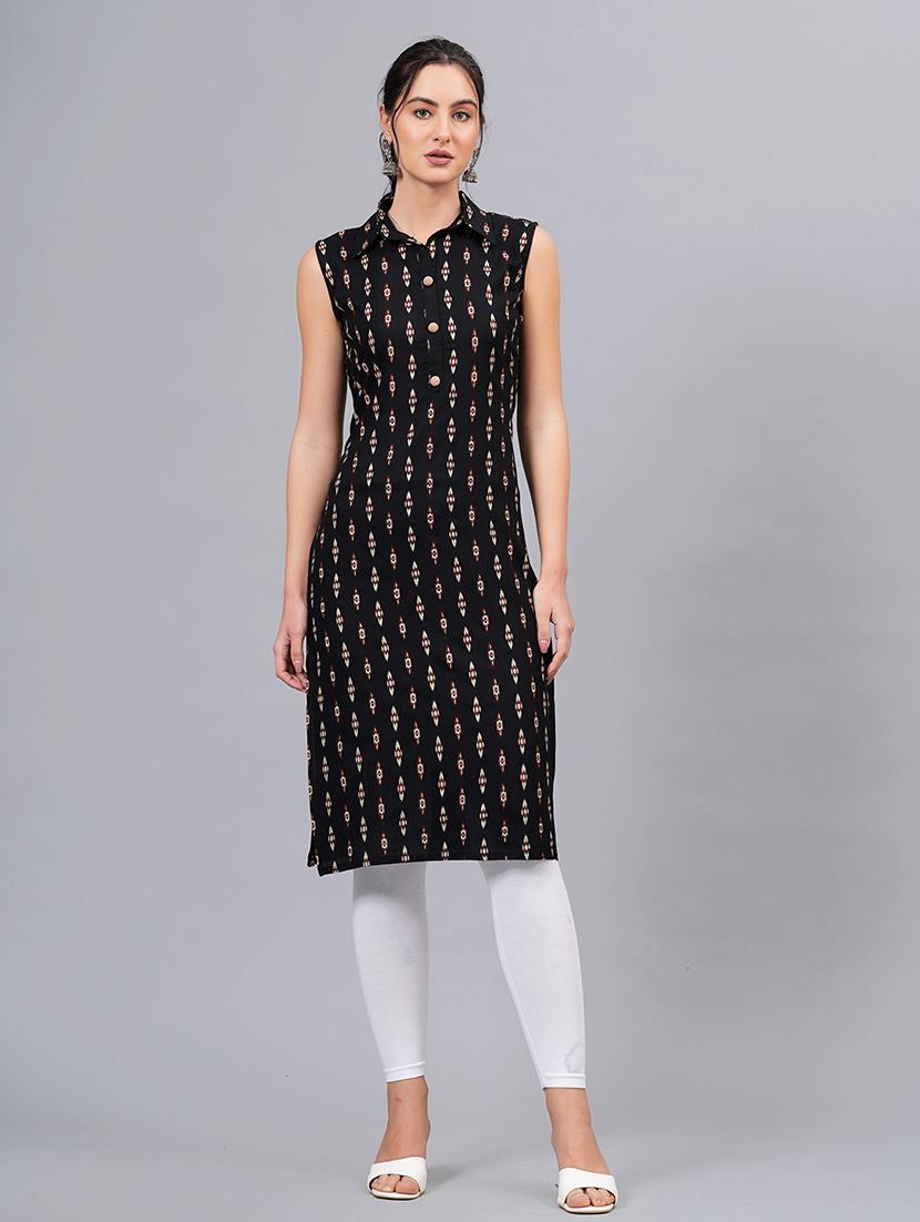 women black viscose straight kurta - 21288579 -  Zoom Image - 0