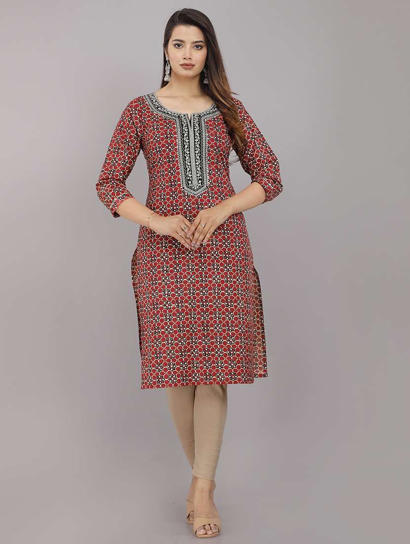 women three quarter sleeve straight kurta - 21288663 - Zoom Image - 0