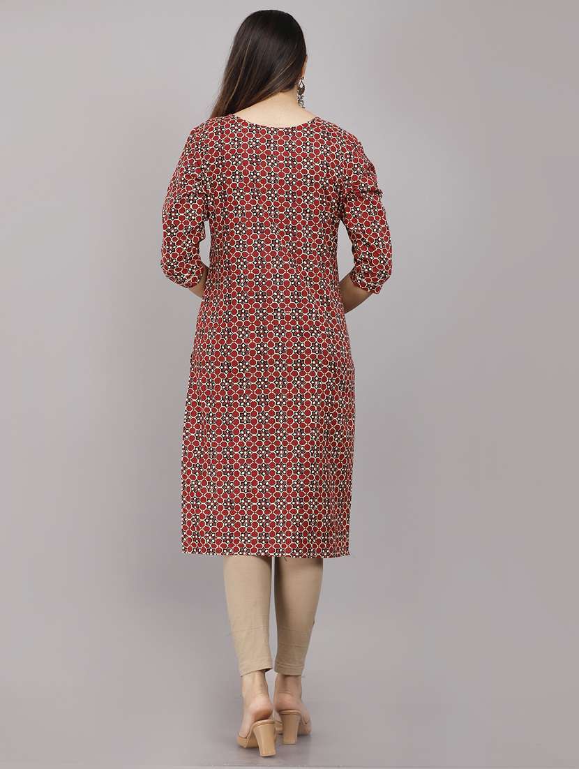 women three quarter sleeve straight kurta - 21288663 - Standard Image - 3