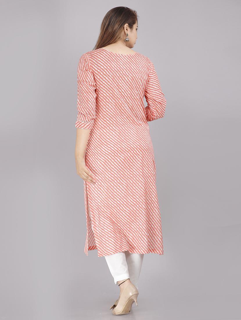 women orange cotton straight kurta - 21288710 - Standard Image - 3