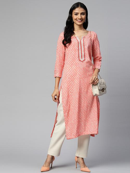 women three quarter sleeve straight kurta - 21288712 - Standard Image - 0