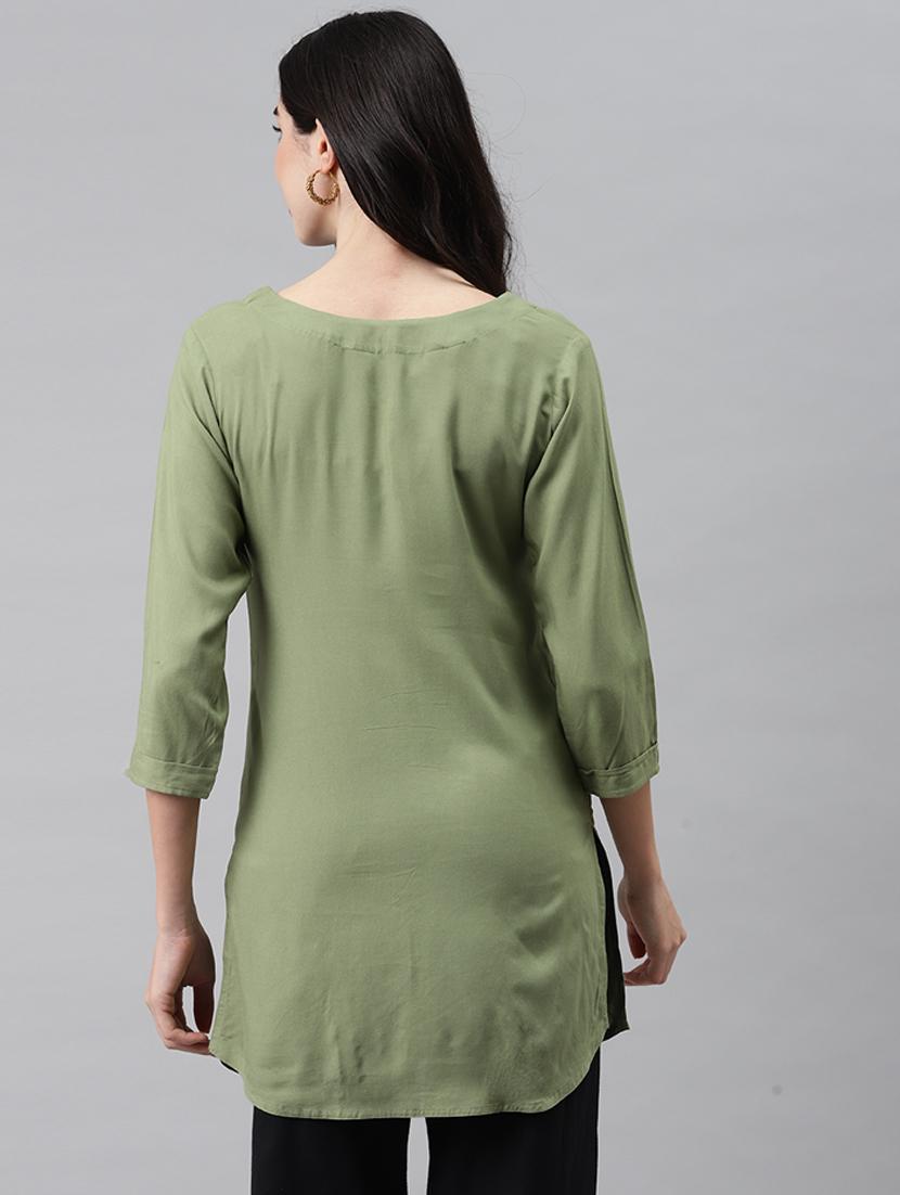 women three quarter sleeve straight kurti - 21288766 - Standard Image - 3