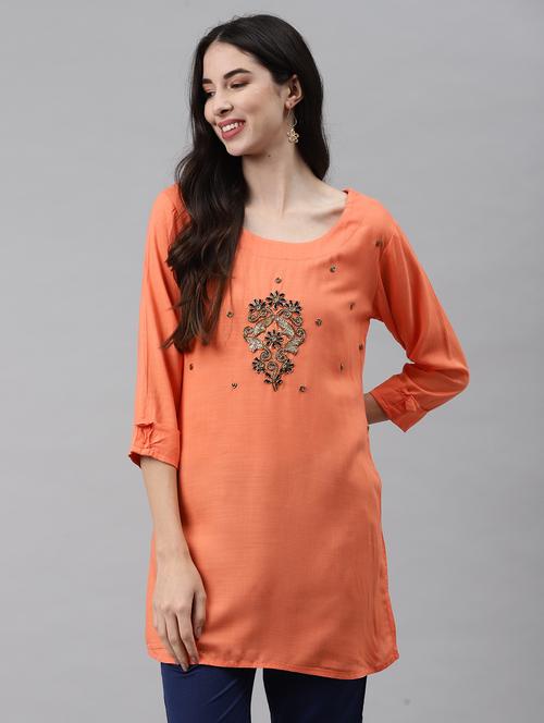 women three quarter sleeve straight kurti - 21288792 - Standard Image - 0