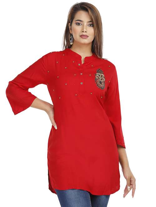 women red viscose straight kurta - 21288798 -  Standard Image - 0