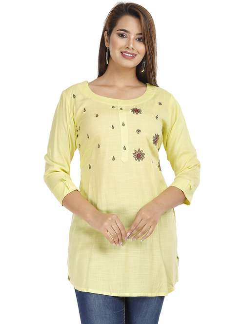 women yellow viscose straight kurta - 21288808 -  Standard Image - 0