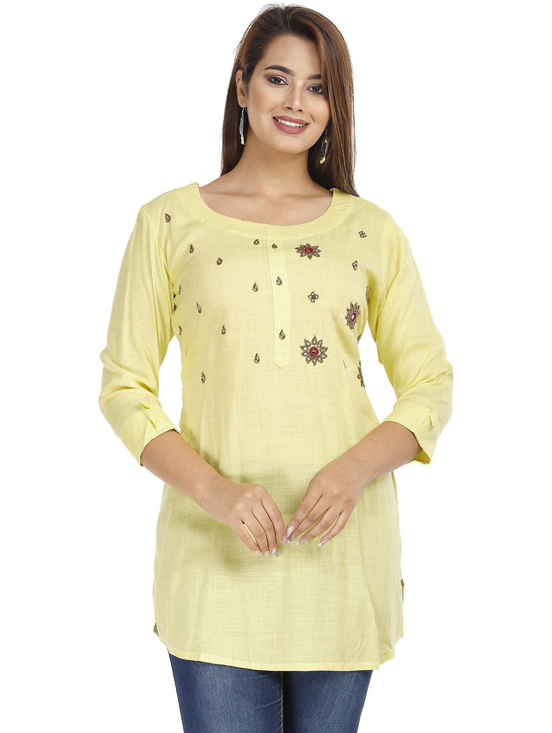 women yellow viscose straight kurta - 21288808 -  Zoom Image - 0