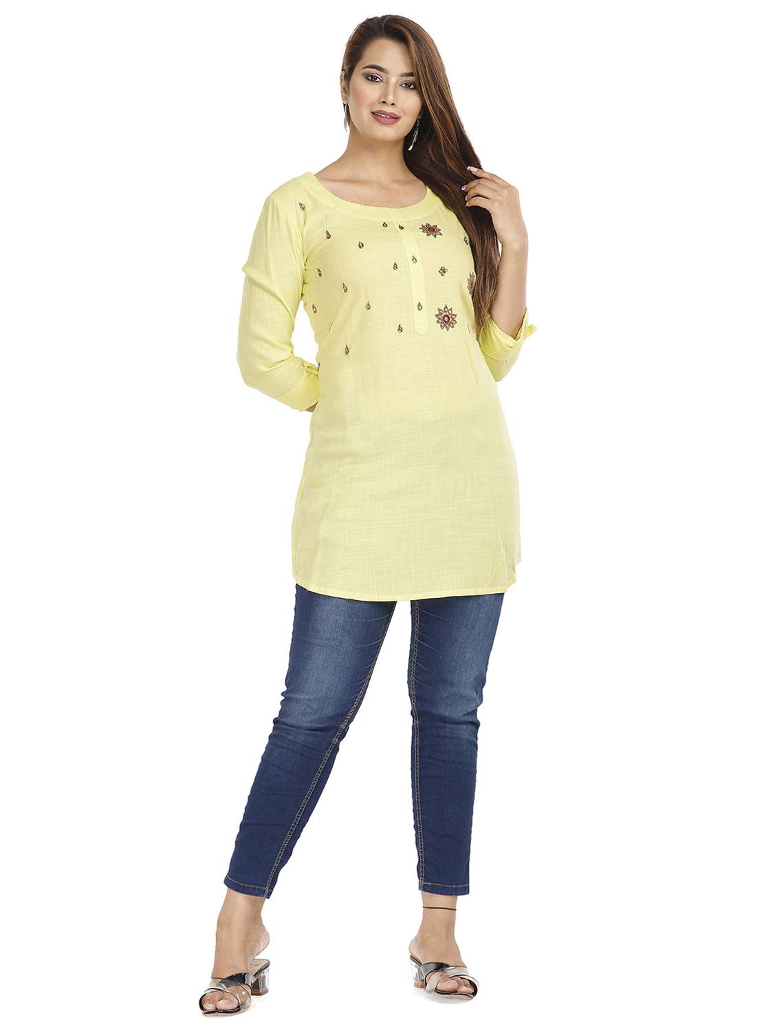 women yellow viscose straight kurta - 21288808 - Standard Image - 3