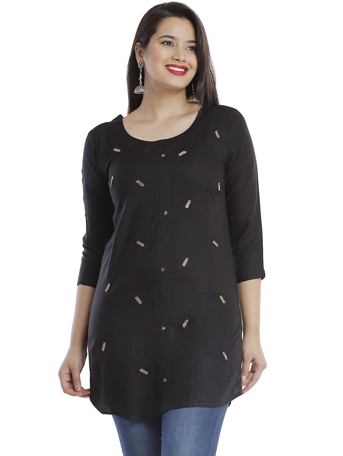 women black viscose straight kurta - 21288817 -  Zoom Image - 0