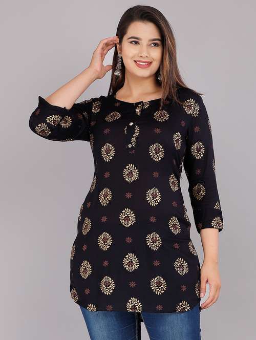women three quarter sleeve straight kurti - 21288826 - Standard Image - 0