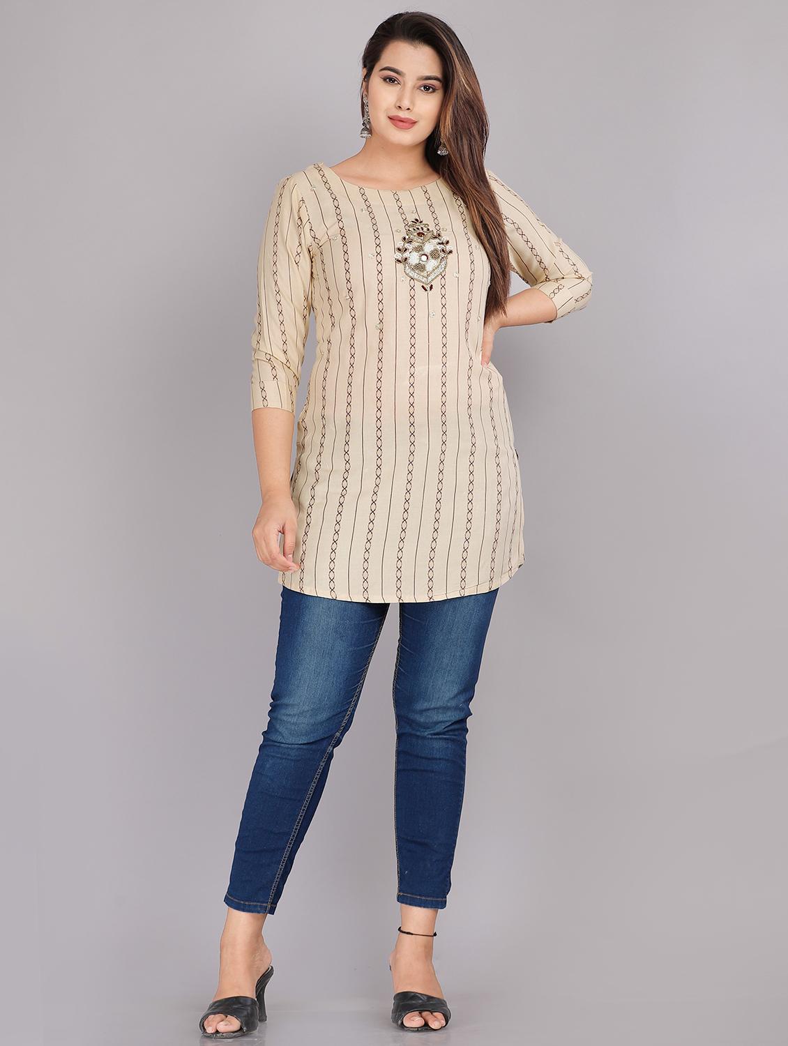 women beige viscose straight kurta - 21288828 - Standard Image - 3