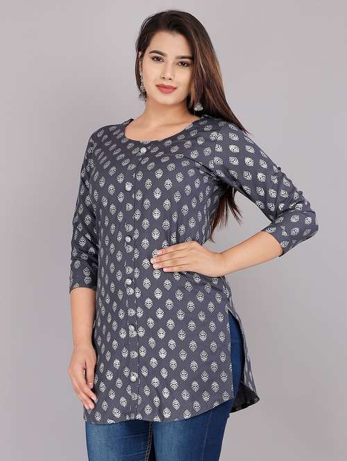 women grey viscose straight kurta - 21288829 -  Standard Image - 0