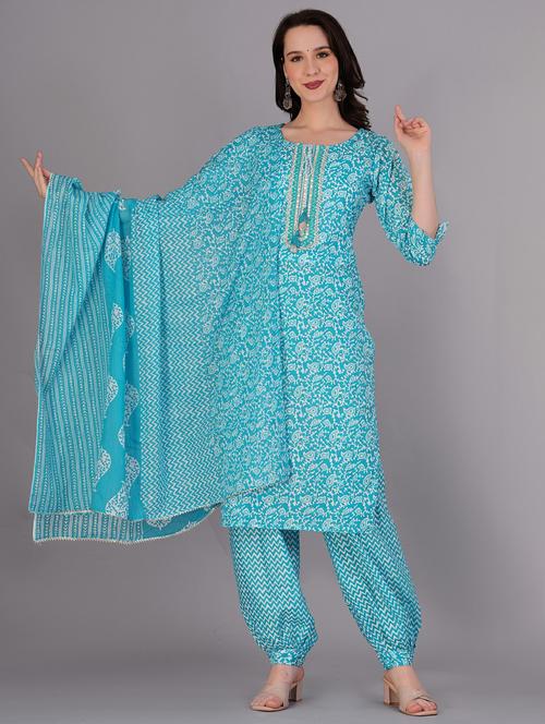 women light blue kurta salwar set with dupatta - 21289043 - Standard Image - 0
